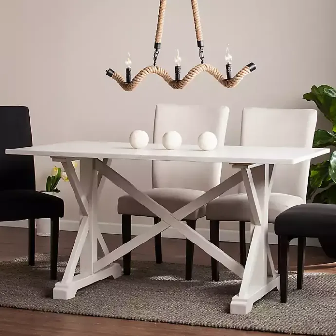 Discount Kirklands Home Annalise Distressed Farmhouse Dining Table White