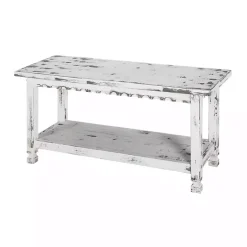 Clearance Kirklands Home Antiquated Farmhouse Shelf Bench White
