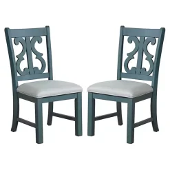 Best Kirklands Home Antique Blue Upholstered Dining Chairs, Set of 2