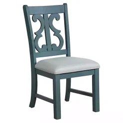 Best Kirklands Home Antique Blue Upholstered Dining Chairs, Set of 2