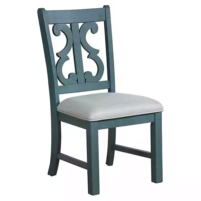 Best Kirklands Home Antique Blue Upholstered Dining Chairs, Set of 2
