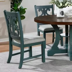 Best Kirklands Home Antique Blue Upholstered Dining Chairs, Set of 2