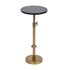 Online Kirklands Home Antique Brass and Marble Adjustable Table Black