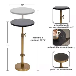Online Kirklands Home Antique Brass and Marble Adjustable Table Black