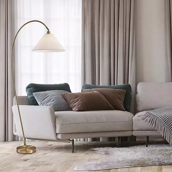 Sale Kirklands Home Antique Brass Curved Arch Floor Lamp White