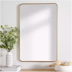 Outlet Kirklands Home Antique Brass Nouveau Linear Curved Corner Mirror Gold