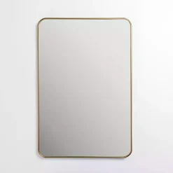 Outlet Kirklands Home Antique Brass Nouveau Linear Curved Corner Mirror Gold