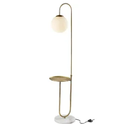 Discount Kirklands Home Antique Brass Side Table Floor Lamp White