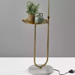 Discount Kirklands Home Antique Brass Side Table Floor Lamp White