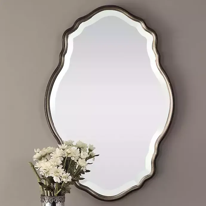 Sale Kirklands Home Antique Bronze and Silver Curved Wooden Mirror