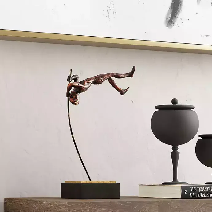 Discount Kirklands Home Antique Bronze Pole Vaulter Figurine, 17 in. Gold