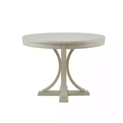 Sale Kirklands Home Antique Cream Wood Pedestal Round Dining Table White