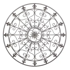 Outlet Kirklands Home Antique Fleur-de-Lis Medallion Metal Wall Plaque Black