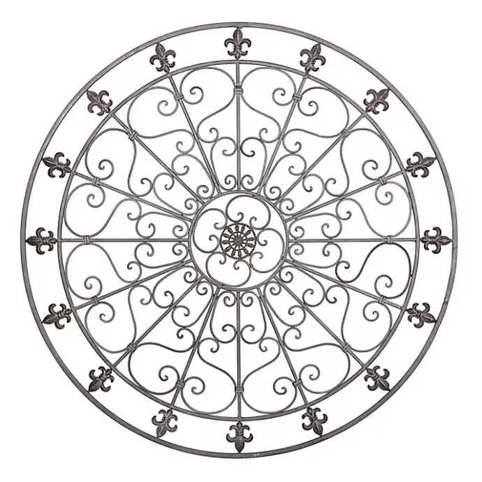 Outlet Kirklands Home Antique Fleur-de-Lis Medallion Metal Wall Plaque Black