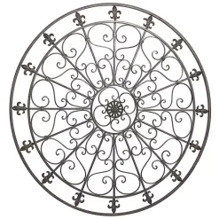 Outlet Kirklands Home Antique Fleur-de-Lis Medallion Metal Wall Plaque Black