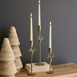 Kirklands Home Antique Deer Candle Holders, Set of 3 Gold