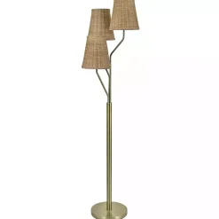 Discount Kirklands Home Antique Floor Lamp with Rattan Shades Gold
