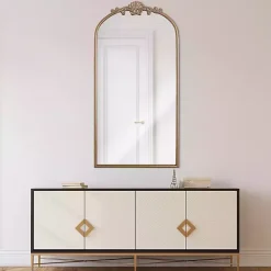 Outlet Kirklands Home Antique Gold Metal Ornate Arch Wall Mirror