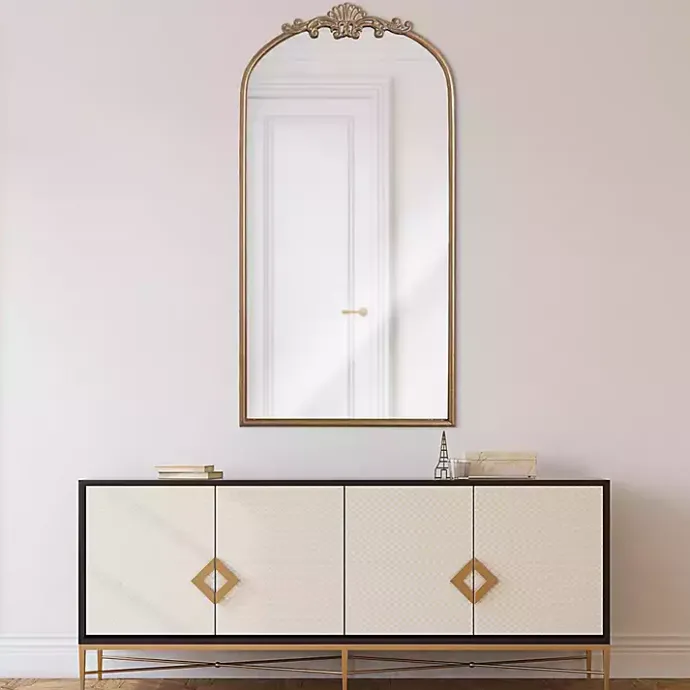 Outlet Kirklands Home Antique Gold Metal Ornate Arch Wall Mirror