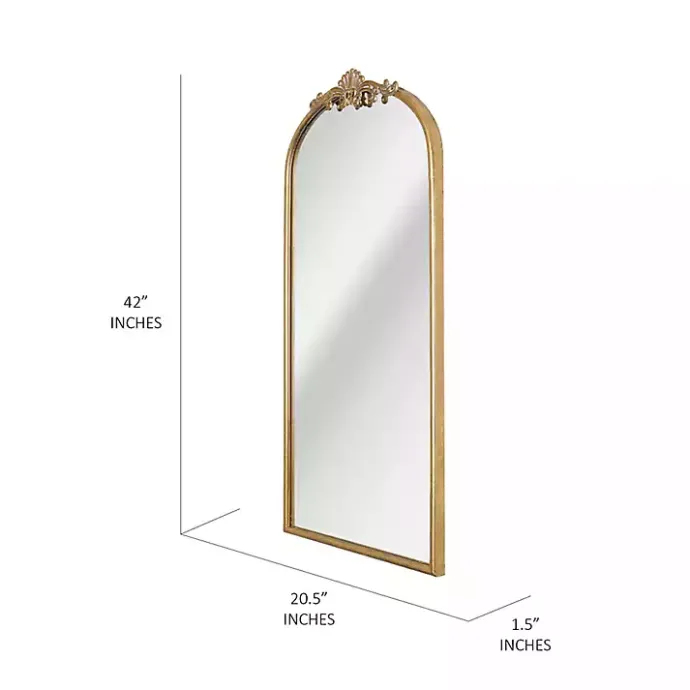 Outlet Kirklands Home Antique Gold Metal Ornate Arch Wall Mirror