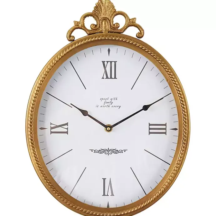 Discount Kirklands Home Antique Gold Metal Scroll Wall Clock