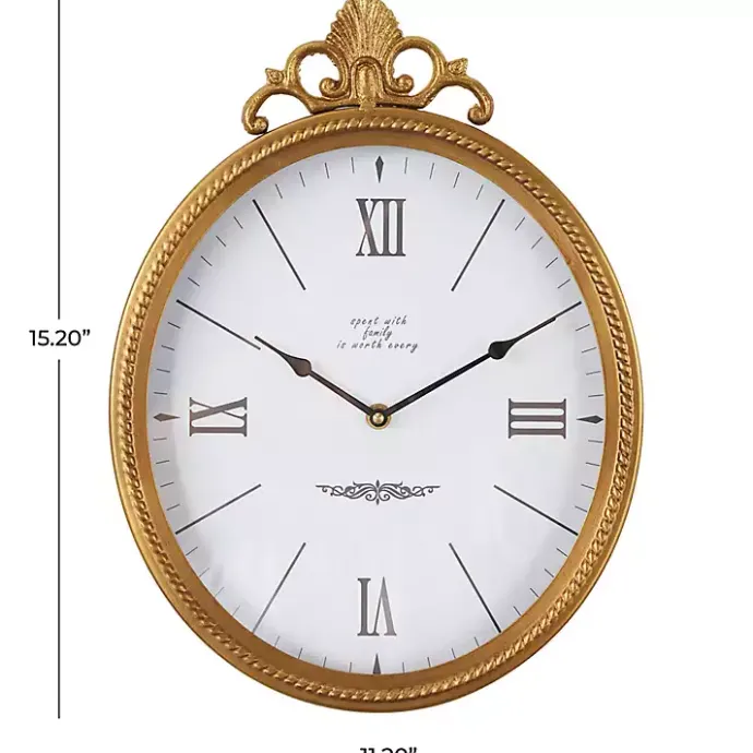 Discount Kirklands Home Antique Gold Metal Scroll Wall Clock