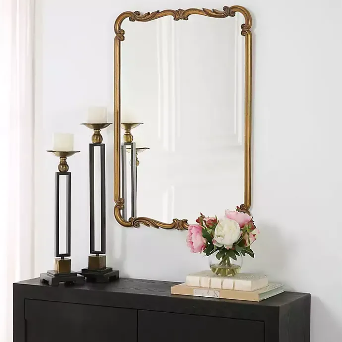 Best Kirklands Home Antique Gold Ornate Rectangular Wall Mirror