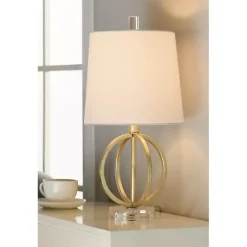 Clearance Kirklands Home Antique Gold Table Lamp with Steel Base White