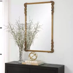 Best Kirklands Home Antique Gold Vintage Rectangular Wall Mirror