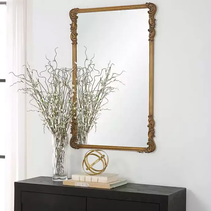 Best Kirklands Home Antique Gold Vintage Rectangular Wall Mirror
