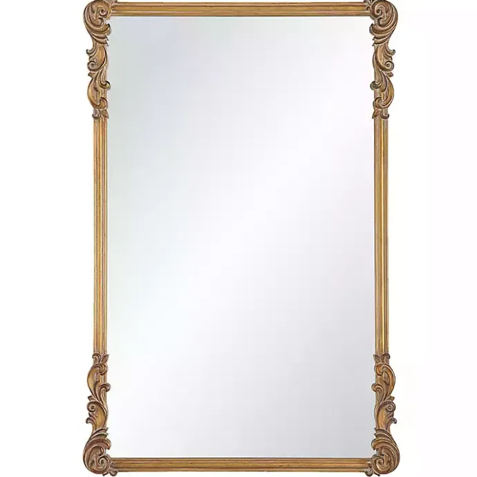 Best Kirklands Home Antique Gold Vintage Rectangular Wall Mirror