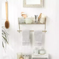 Sale Kirklands Home Antique Gold Wire Basket Towel Rack, 17 in.