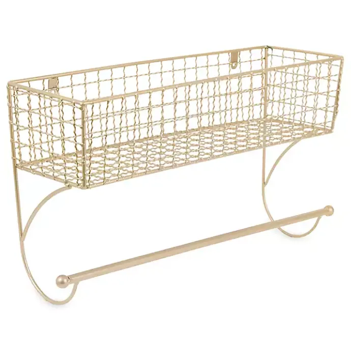 Sale Kirklands Home Antique Gold Wire Basket Towel Rack, 17 in.