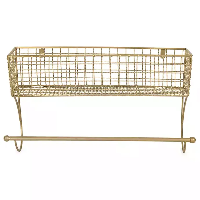 Sale Kirklands Home Antique Gold Wire Basket Towel Rack, 17 in.