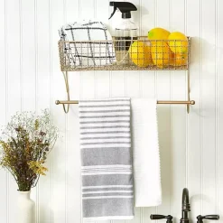 Sale Kirklands Home Antique Gold Wire Basket Towel Rack, 17 in.