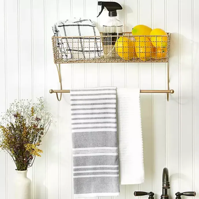 Sale Kirklands Home Antique Gold Wire Basket Towel Rack, 17 in.
