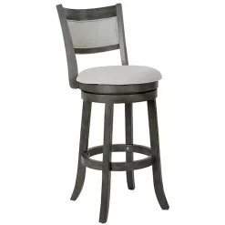 New Kirklands Home Antique Gray Upholstered Swivel Bar Stool Ivory