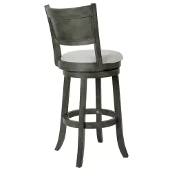 New Kirklands Home Antique Gray Upholstered Swivel Bar Stool Ivory