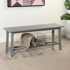 Online Kirklands Home Antique Wood Noah Bench Gray