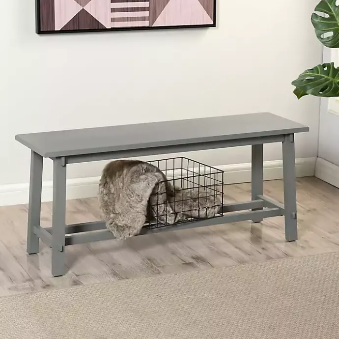 Online Kirklands Home Antique Wood Noah Bench Gray