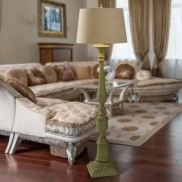 Hot Kirklands Home Antique Bourgault Floor Lamp Green