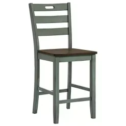 New Kirklands Home Antique Wood Counter Stools, Set of 2 Green