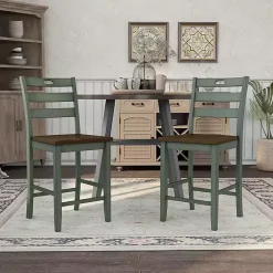 New Kirklands Home Antique Wood Counter Stools, Set of 2 Green
