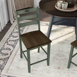New Kirklands Home Antique Wood Counter Stools, Set of 2 Green