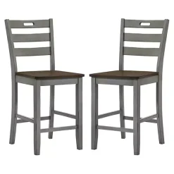 Clearance Kirklands Home Antique Light Wood Counter Stools, Set of 2 Gray