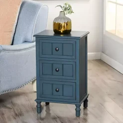 Best Kirklands Home Antique Navy 3-Drawer Winnie Accent Table Blue