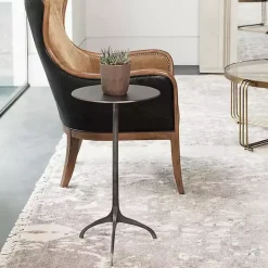 Kirklands Home Antique Nickel Round Tripod Accent Table Gray