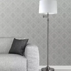 Outlet Kirklands Home Antique Pewter Swing Arm Floor Lamp White