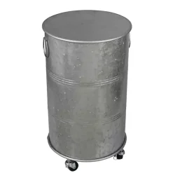 Kirklands Home Antique Round Rolling Galvanized Accent Table Gray