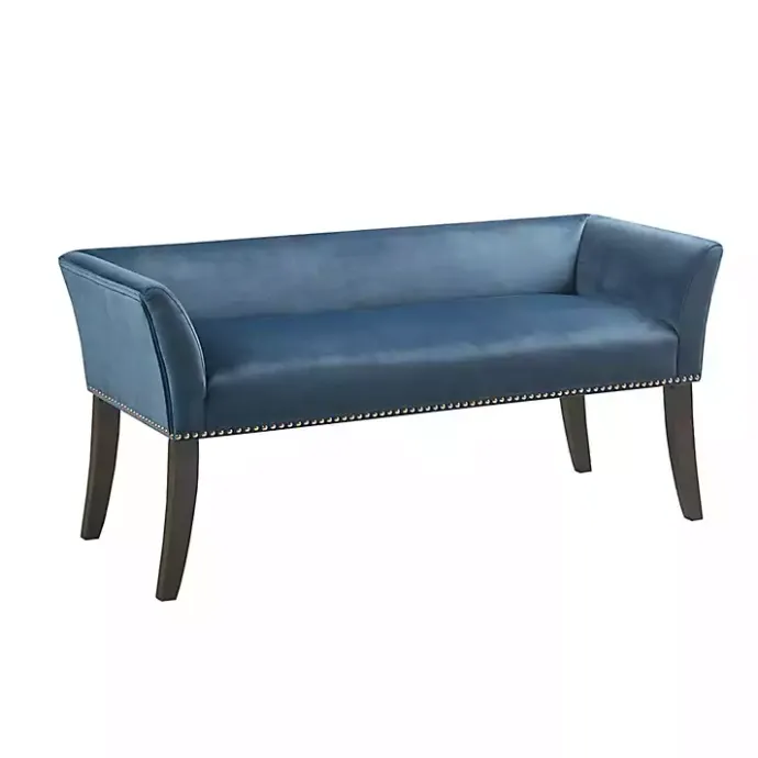 Outlet Kirklands Home Antique Sapphire Low Back Upholstered Bench Blue